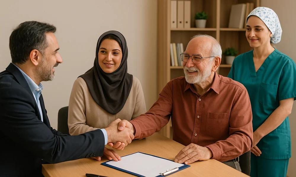 پرستار در حال ارزیابی ایمنی منزل برای سالمند