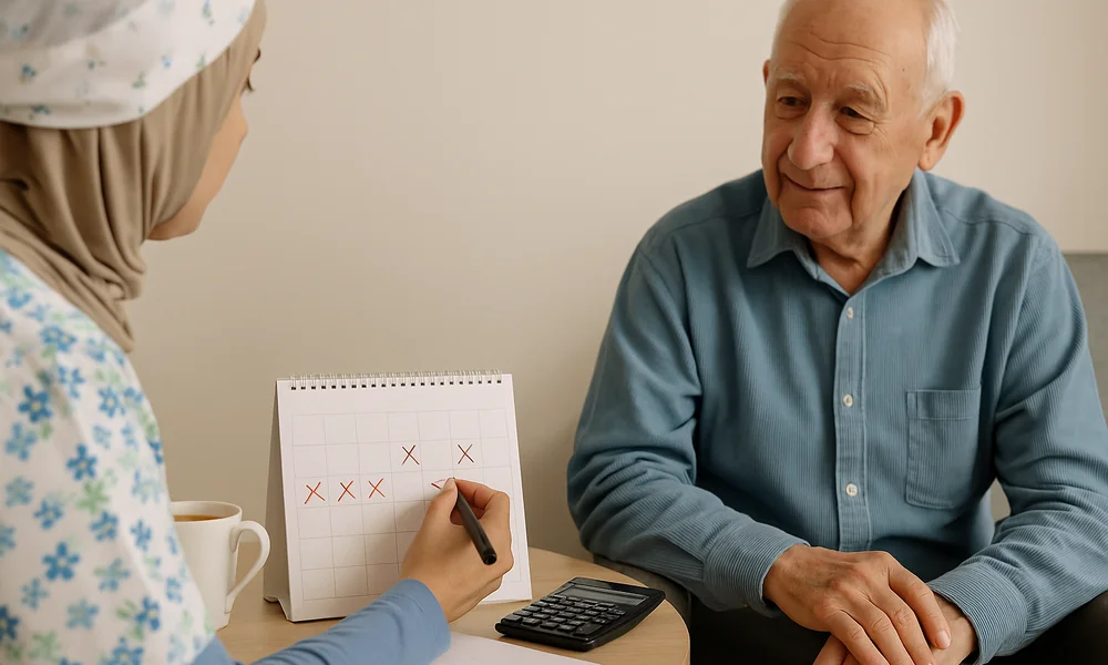 تقویم کاری پرستار تماموقت با علامتگذاری نمادین بدون متن